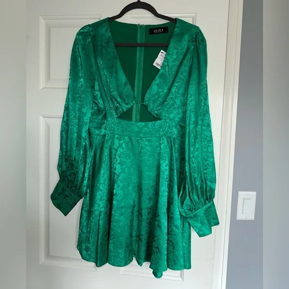 Akira Green Satin Dress - Picture 4 of 5